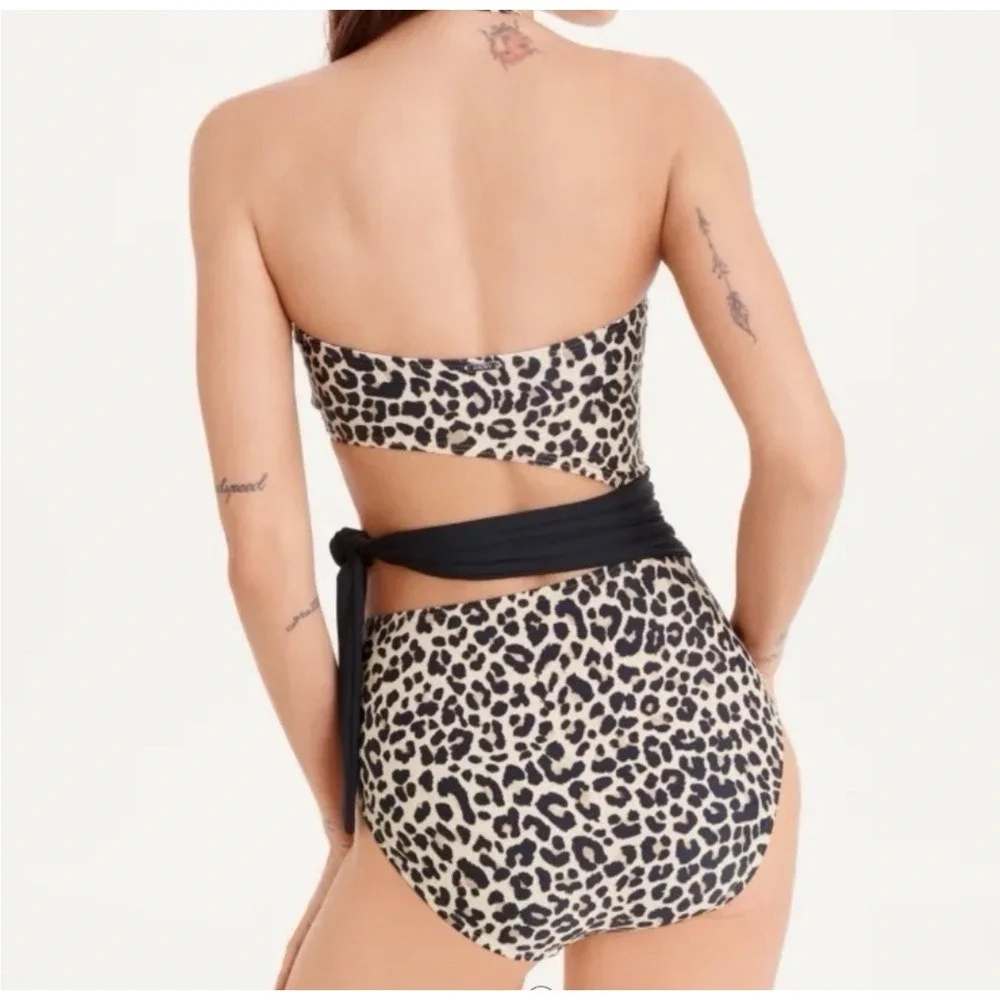 Dkny Women's Cut-Out Animal-Print Bandeau One-Piece Swimsuit  Multi Size 12 - Picture 3 of 11
